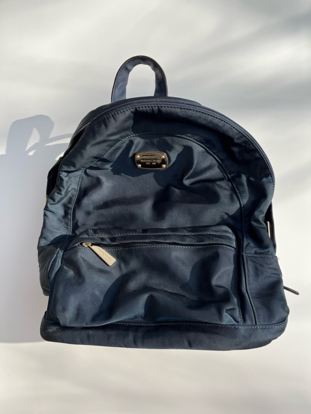 Michael Kors Dark Navy Nylon Backpack with Gold Hardware